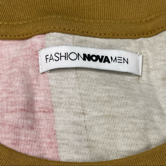 Luxurious Stripped Beige & Gold Short Sleeve Mens L, XL Tee Shirts - Picture 3 of 8